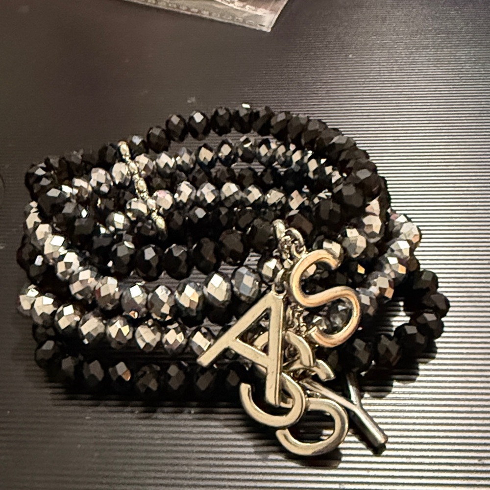 Sassy Jones Black and Silver Charm Bracelet Set